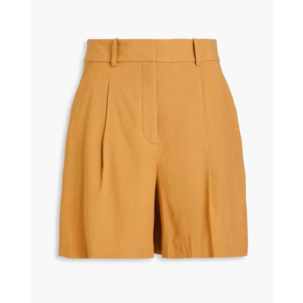 VERONICA BEARD Noemi pleated linen-blend shorts Size 16 $348
